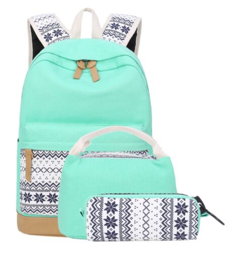this is an image of a lightweight canvas backpack bookbag set for teens.