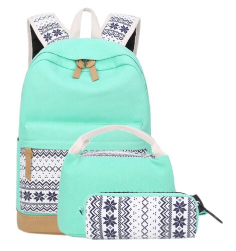 this is an image of a lightweight canvas backpack bookbag set for teens. 