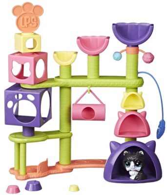 this is an image of a little pet shop cat hideaway playset for ages 4 and up. 