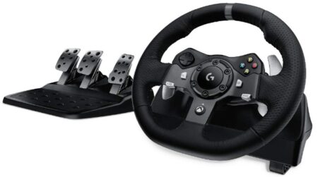 This is an image of Logitech wheel driving in black color