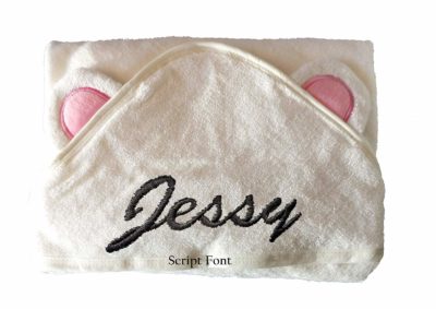 This is an image of a large personalized hooded towel for kids.