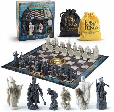 This is an image of a kid's Lord of the Rings chess board game set.