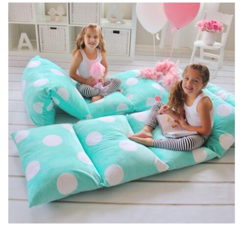 this is an image of an aqua greenlounger seat cover and pillow cover for teenagers.