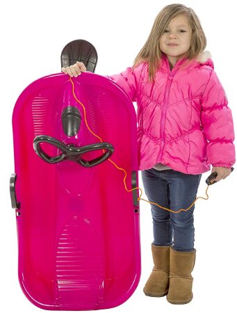 This is an image of pink Lucky Bums 40-Inch Plastic Racer Sled
