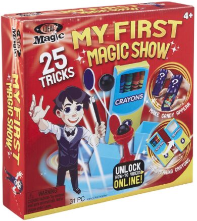 This is an image of Magic set kit have 25 tricks to perform for kids