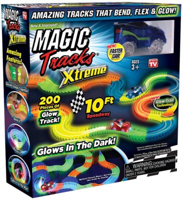 This is an image of kid's extreme magic tracks that glow in the dark, colourful colors