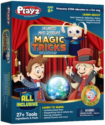 This is an image of Magic tricks tools have plus 27 tools for kids to play by Playz 