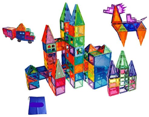 This is an image of Magnetic tiles building blocks upgraded 100 piece for kids
