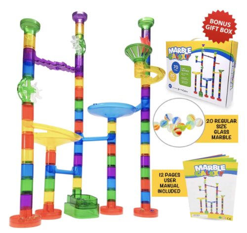 this is an image of a marble run track toy set for kids. 