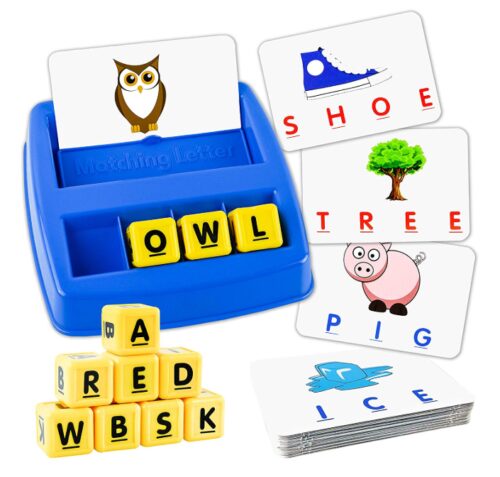 this is an image of a matching letter game for kids ages 3 and up. 