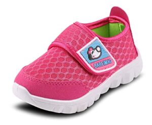 this is an image of a pink breathable light weight sneakers for babies. 