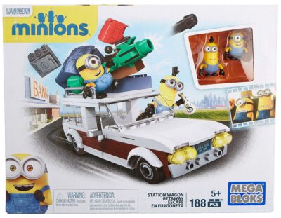 this is an image of a Mega Bloks Minions Station Wagon playsets for kids. 