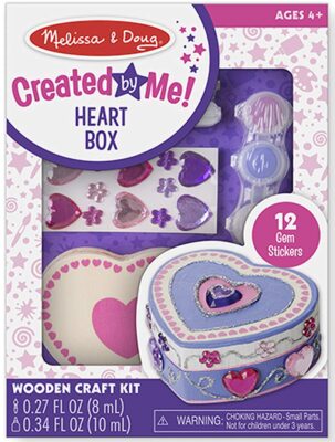 This is an image of girl's decorate your own wooden heart box 