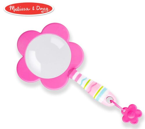this is an image of a shatterproof petal flower magnifying glass for kids ages 4 and up.