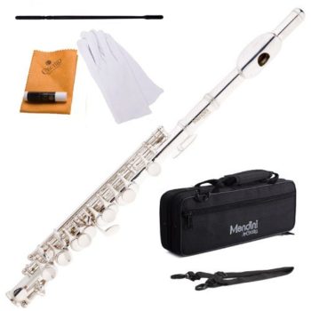 Mendini MPO-S Silver Plated Key of C Piccolo with Case, Joint Grease