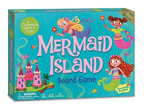this is an image of a mermaid Island cooperative board game for little girls.