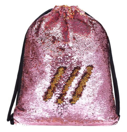 this is an image of mermaid sequin drawstring bag for teenage girls. 