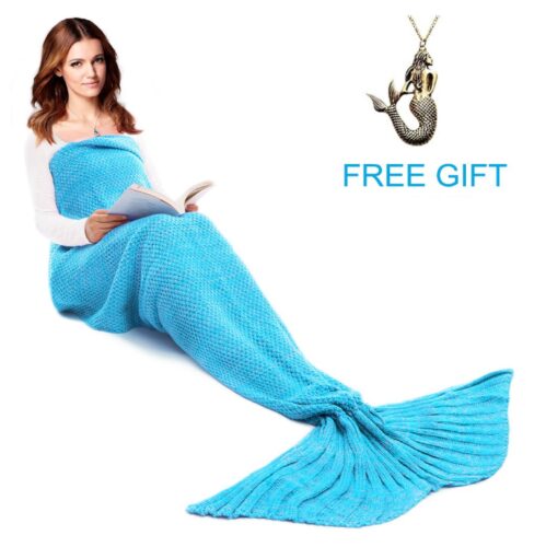 this is an image of a blue mermaid tail blanket for teens.