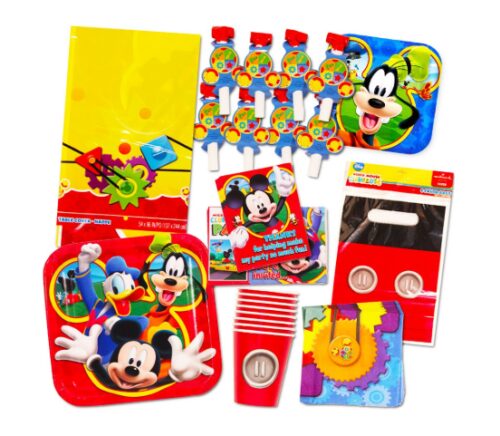this is an image of a Mickey Mouse party packs for kids. 