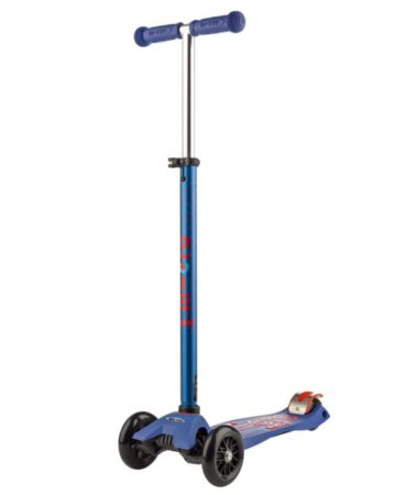 This is an image of a blue 3-wheeled scooter for little kids. 