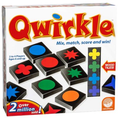 this is an image of a qwirkle educational board game for ages 6 and up. 