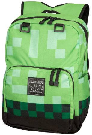 This is an image of minecraft creeper school backpack in green color