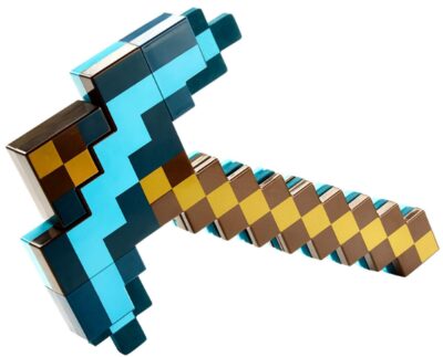 This is an image of Minecraft transforming sword to pickaxe in colorful colors