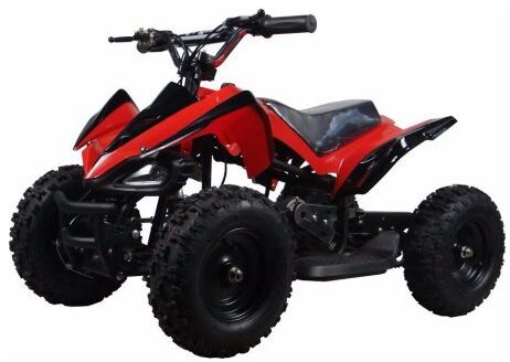 This is an image of mini ATV quad for outdoor playing in red color for kids