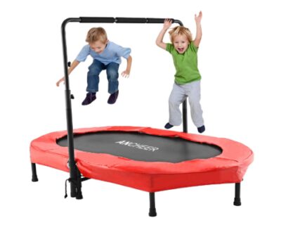  this is an image of a mini rebounder trampoline for kids. 