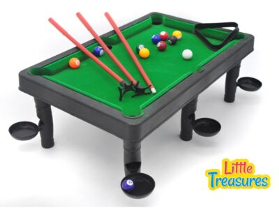 this is an image of a mini snooker set for kids. 