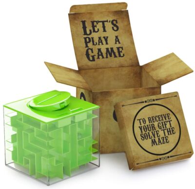 This is an image of boy's money puzzle transparent and in light green color
