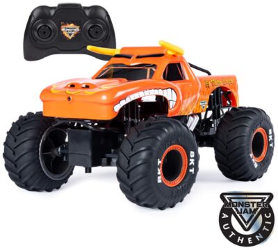This is an image of Monster truck with remote control in orange color by Monster Jam