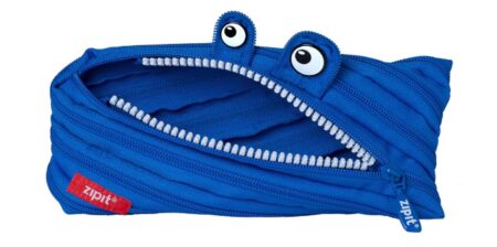This is an image of a royal blue pencil case monster mouth zipper design for kids.
