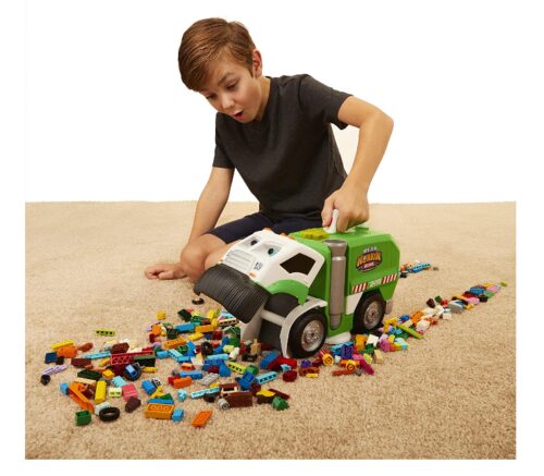 this is an image of a Mr. Dusty eating garbage truck for kids.