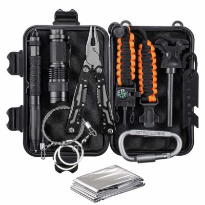 This is an image of a survival gear kit. 