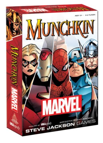 this is an image of a Munchkin Marvel edition card game for kids.