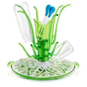Green Munchkin Sprout Baby Drying Rack with 2 bottles