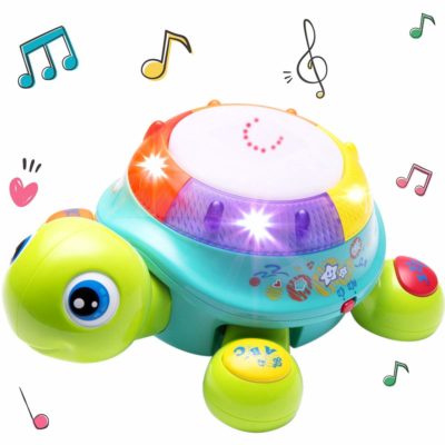 This is an image of baby musical and educational turtle toy with sounds in colorful colors 