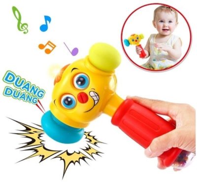 This is an image of kids musical hammer toy in yellow and red colors