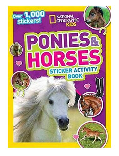 this is an image of a ponies and horses sticker activity book for kids. 