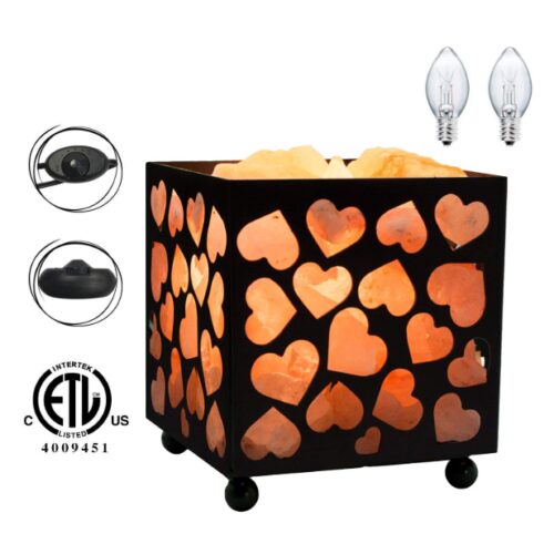 this is an image of a natural night light salt lamp for valentines day gift. 