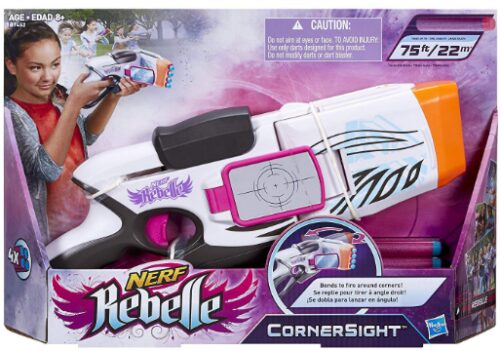 This is an image of Nerf rebelle cornersight blaster designed for kids