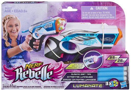 This is an image of rebelle nerf lumanate blaster for kids