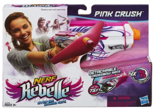 This is an image of Nerf rebelle pink crush blaster designed for kids
