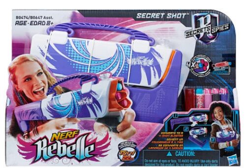 This is an image of Purple toy Nerf Gun with bullets
