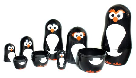 This is an image of a 6-piece penguin matryoshka dolls. 