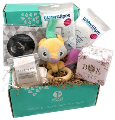 This is an image of baby girls basket shower gift 