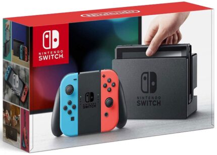 This is an image of kid's nintendo switch in black, red and blue colors