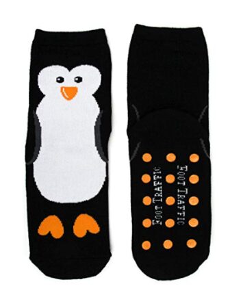 This is an image of black penguin socks. 