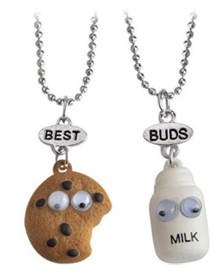 This is an image of a 2 piece BFF necklace with biscuit and milk pendants. 